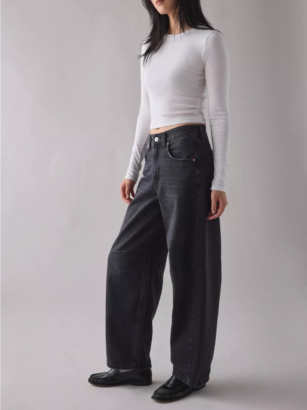 BDG Logan Buckle Baggy Barrel Black Jeans Size 28W